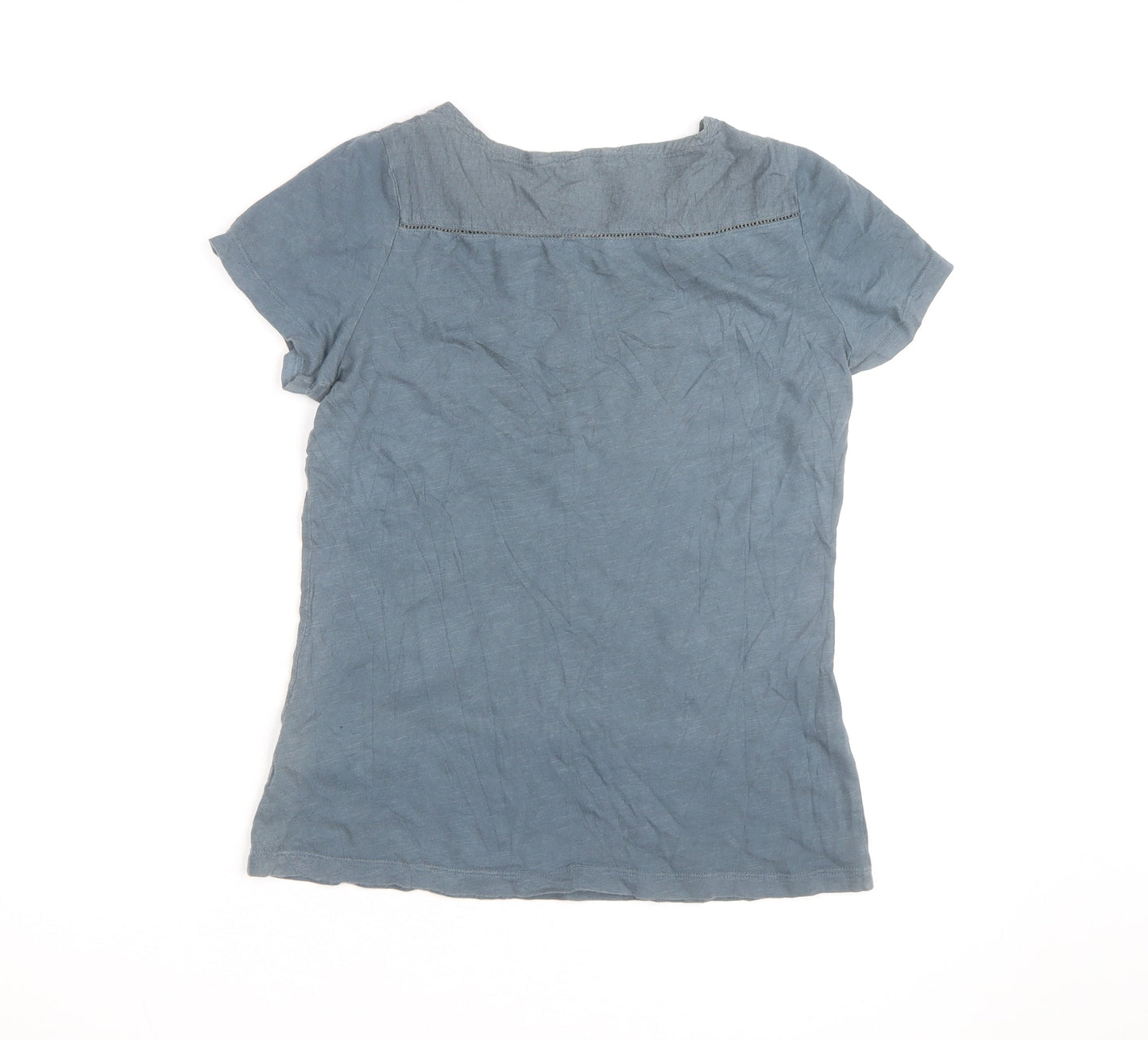White Stuff Women's Blue Cotton Short Sleeve T-Shirt UK 8