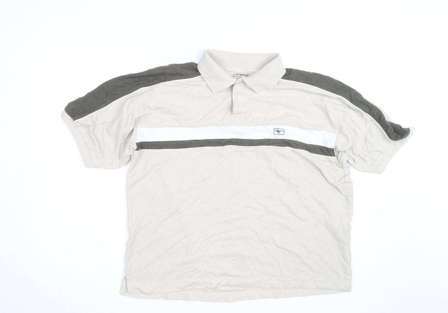 Gola Men’s Beige Colourblock Polo Shirt Size L Short Sleeve Cotton