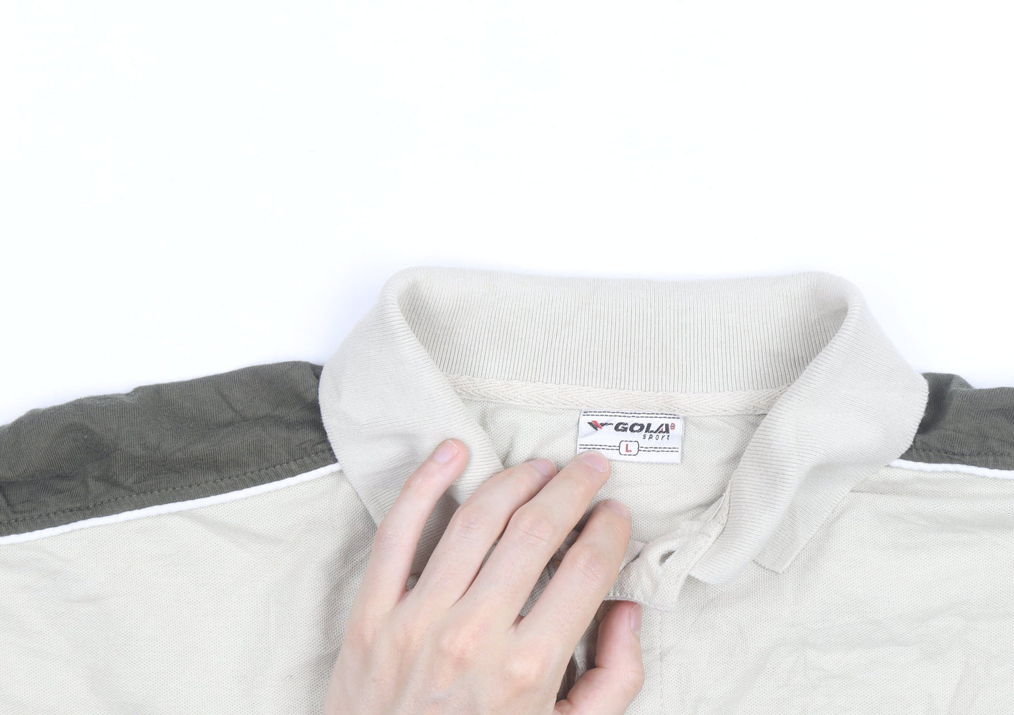 Gola Men’s Beige Colourblock Polo Shirt Size L Short Sleeve Cotton