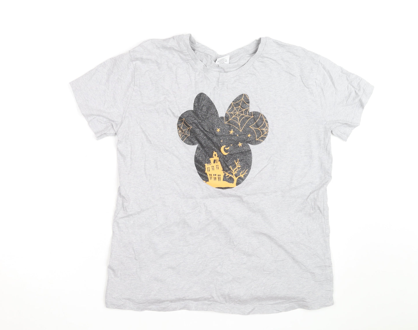Disney Tu Women Grey Halloween Minnie Mouse Graphic T-Shirt Size 14