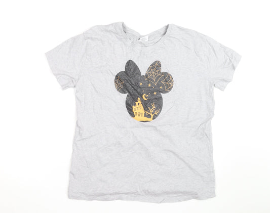 Disney Tu Women Grey Halloween Minnie Mouse Graphic T-Shirt Size 14