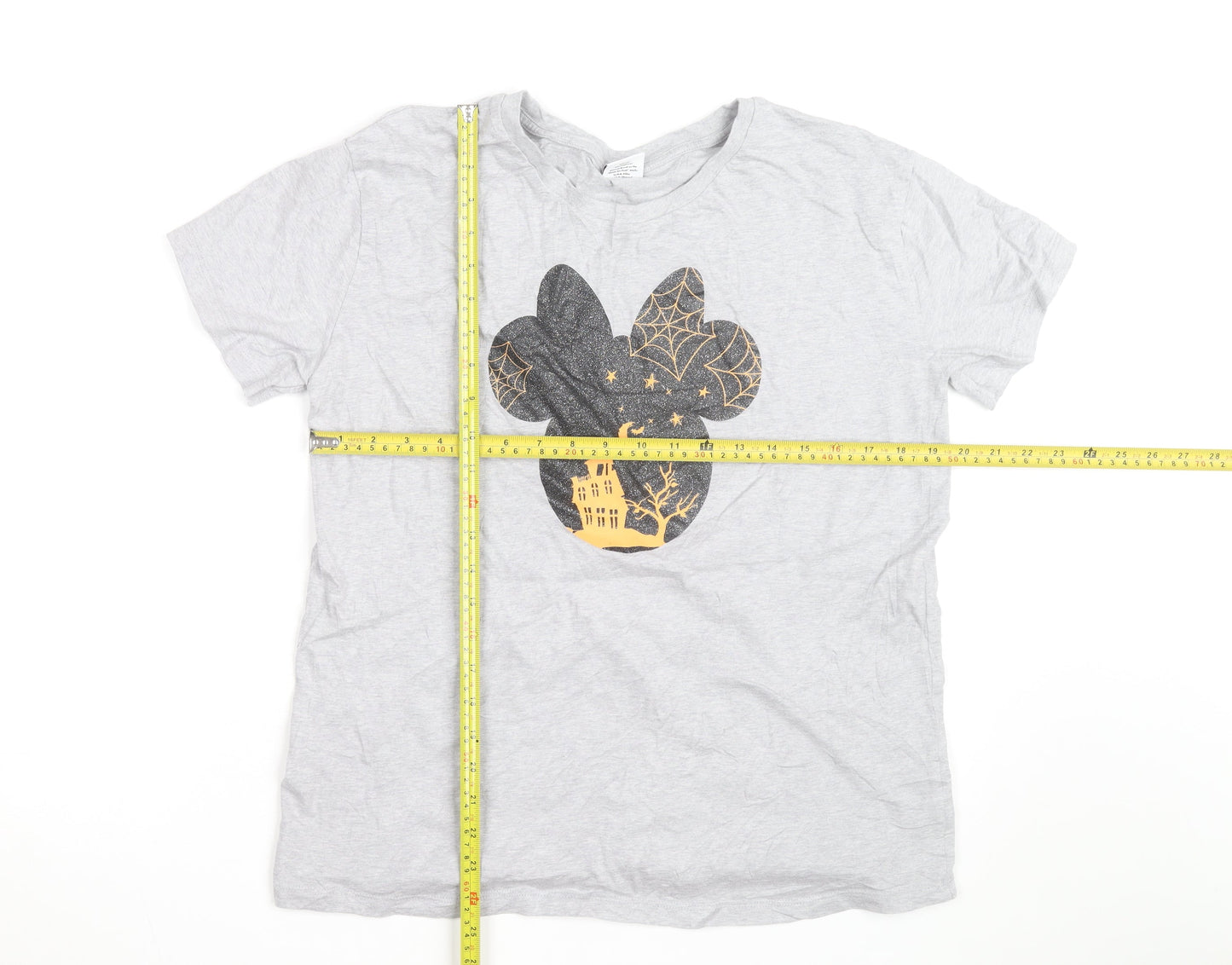 Disney Tu Women Grey Halloween Minnie Mouse Graphic T-Shirt Size 14