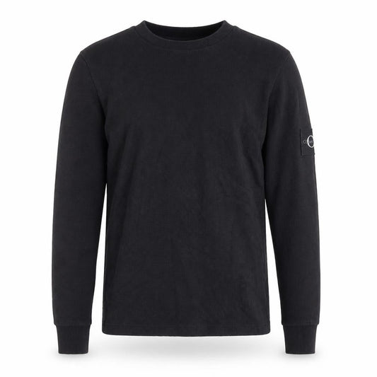 Calvin Klein Jeans Men's Black Waffle-Knit Cotton Jumper S