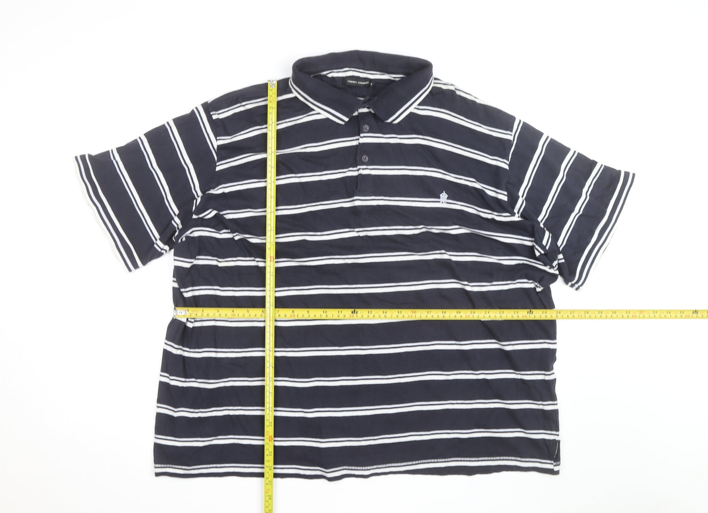 French Connection Men's Blue Striped 3XL Polo Shirt
