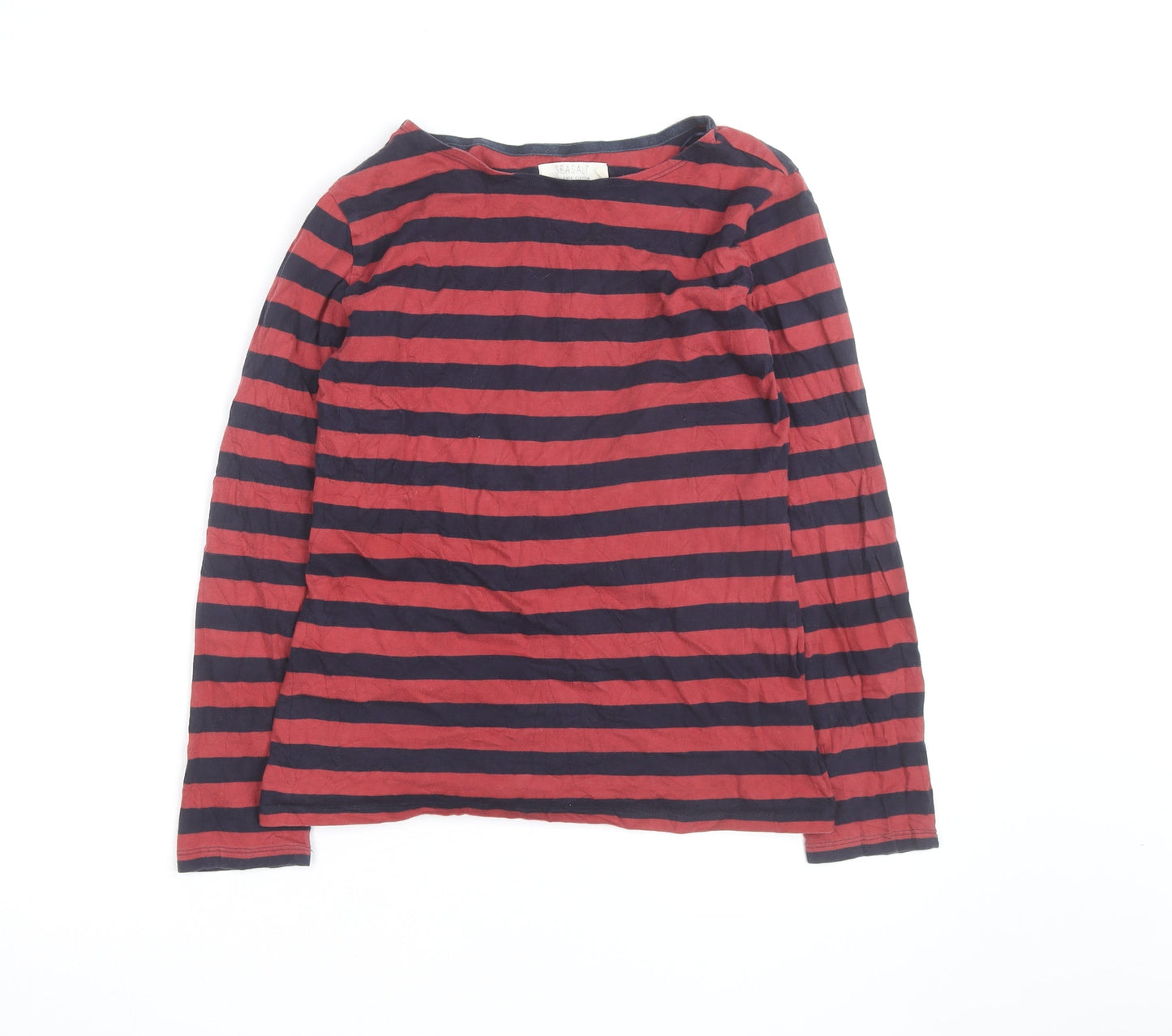 Seasalt Women’s Red Striped Organic Cotton Long Sleeve T-Shirt Size 8