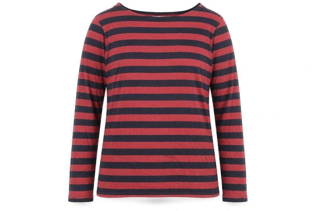 Seasalt Women’s Red Striped Organic Cotton Long Sleeve T-Shirt Size 8