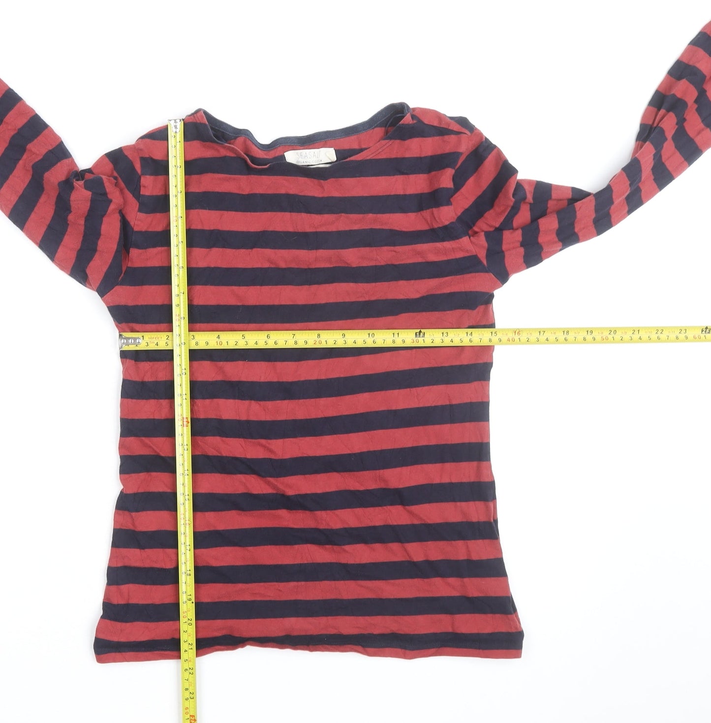 Seasalt Women’s Red Striped Organic Cotton Long Sleeve T-Shirt Size 8