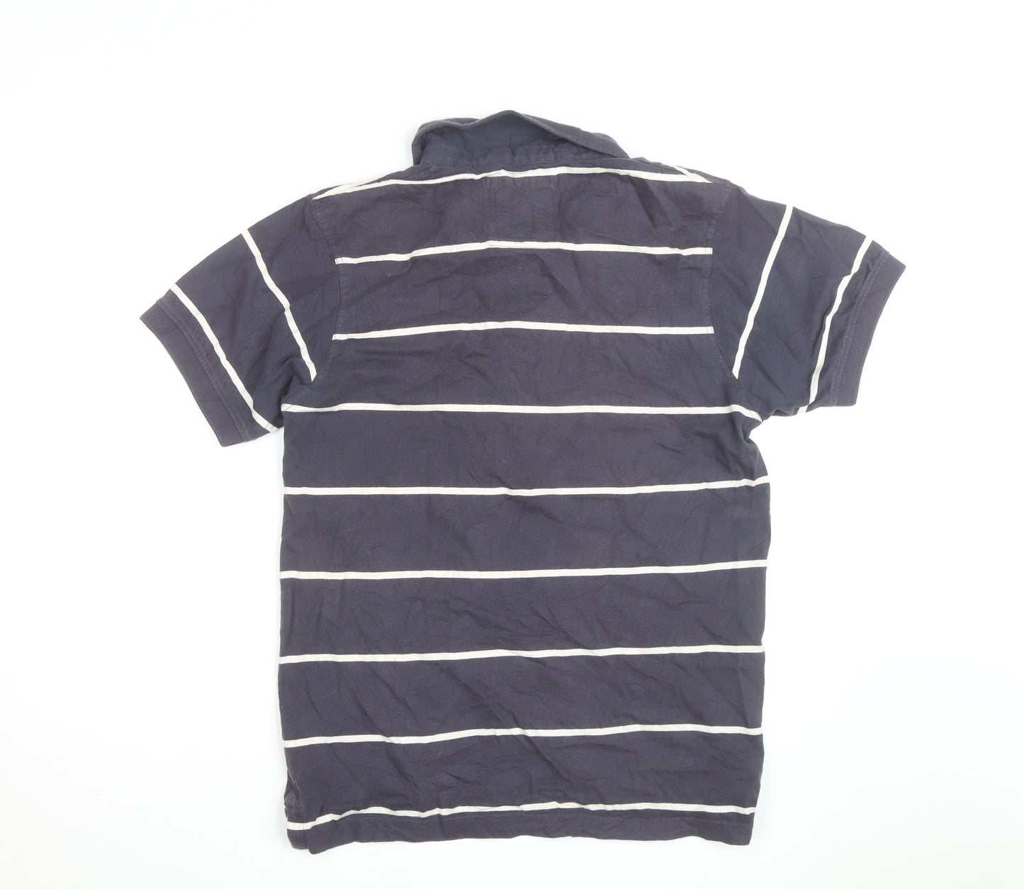 Crew Clothing Co Mens Navy Blue Striped Cotton Polo Shirt Size L
