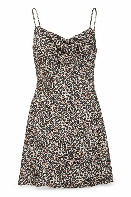 Wednesday's Girl Women's Brown Leopard Print XS Slip Dress