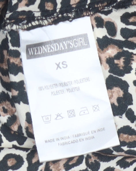 Wednesday's Girl Women's Brown Leopard Print XS Slip Dress