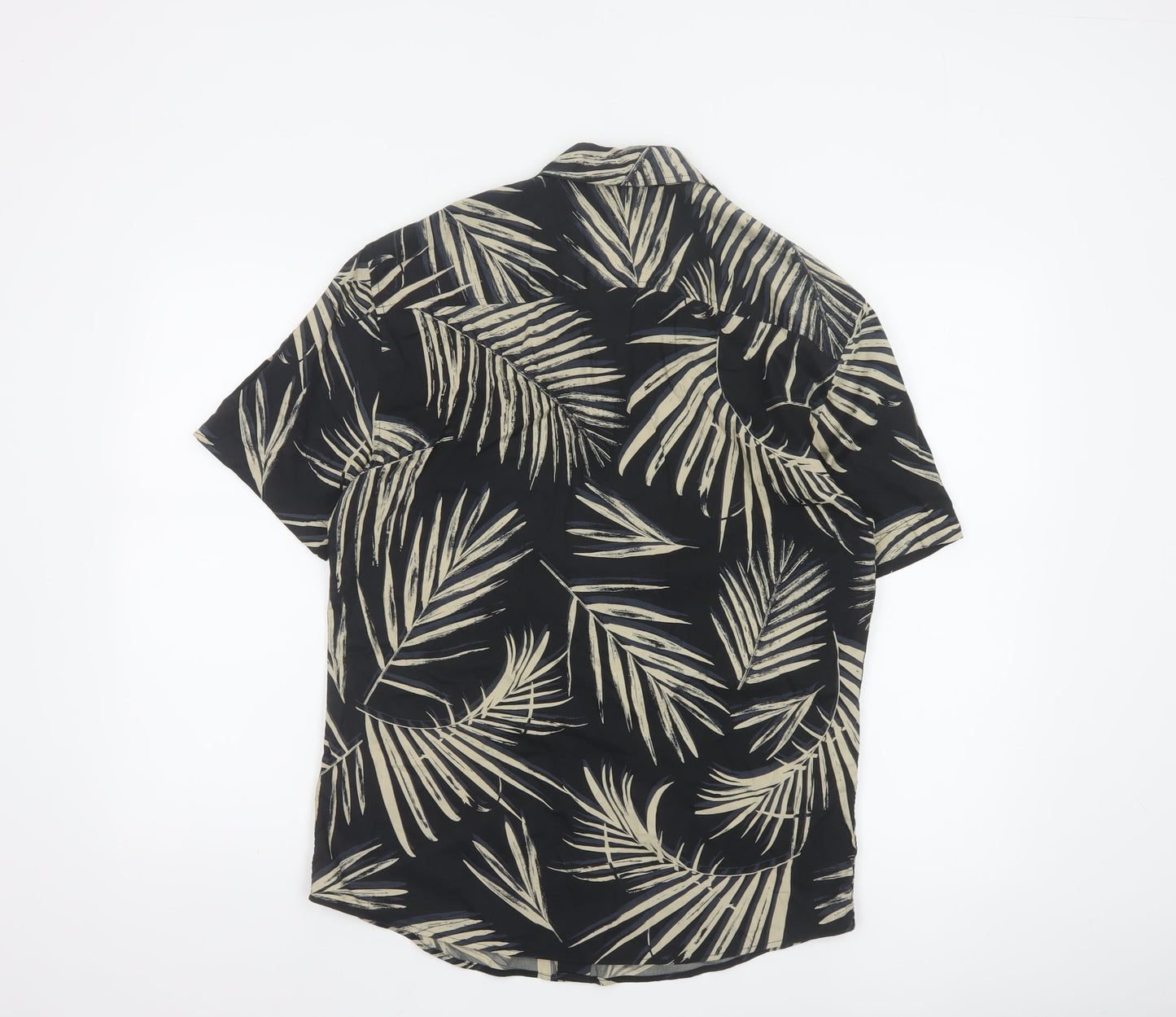 Marks and Spencer Men's Black Tropical Short Sleeve Button-Up Shirt Size S