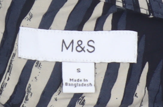 Marks and Spencer Men's Black Tropical Short Sleeve Button-Up Shirt Size S