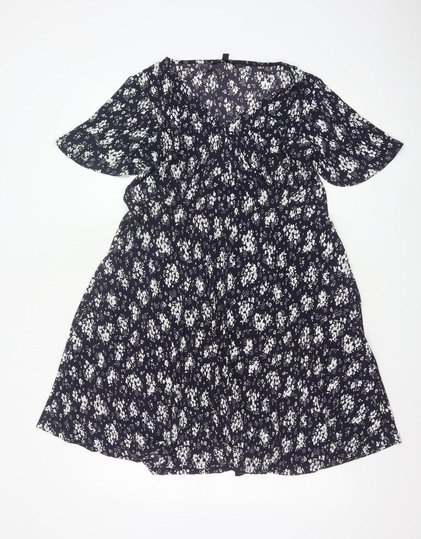 Roman Petite Women’s Blue Floral Fit & Flare Knee Length Dress Size 12
