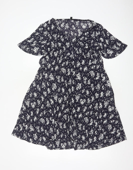Roman Petite Women’s Blue Floral Fit & Flare Knee Length Dress Size 12