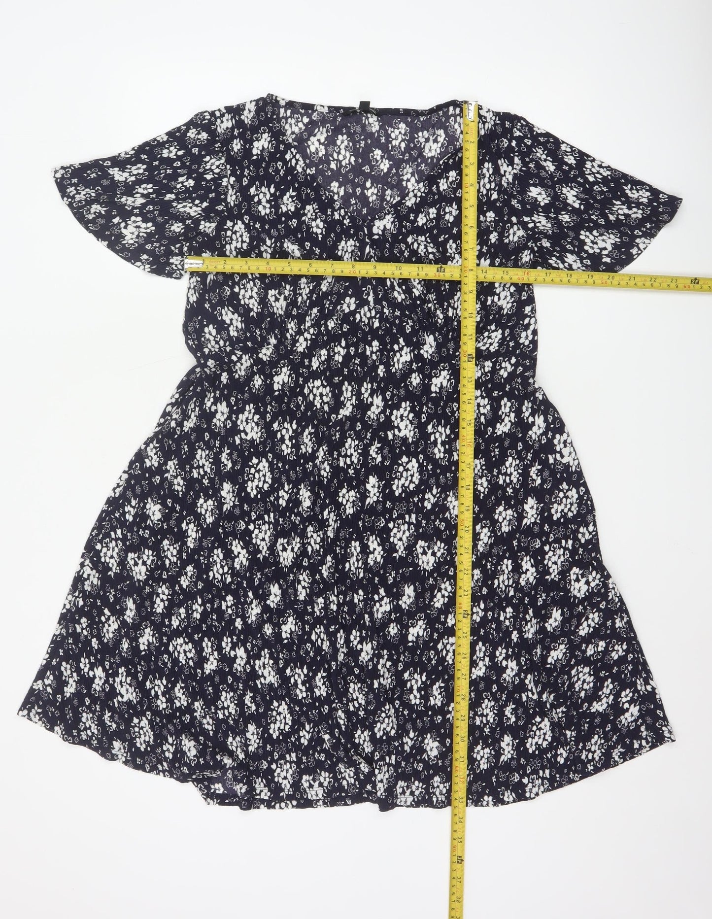 Roman Petite Women’s Blue Floral Fit & Flare Knee Length Dress Size 12