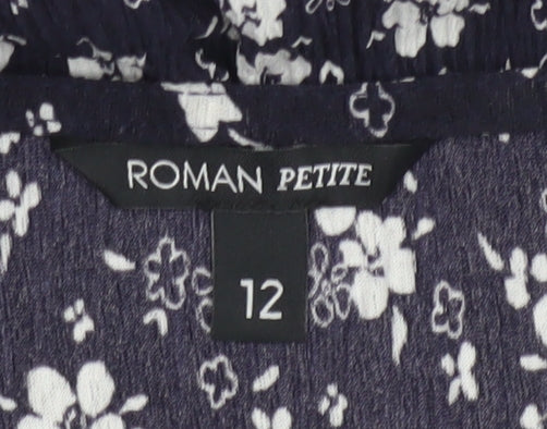 Roman Petite Women’s Blue Floral Fit & Flare Knee Length Dress Size 12