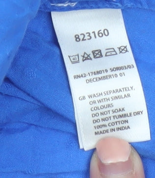 Monsoon Women Blue 100% Cotton Tunic Blouse Size 16 Sleeveless