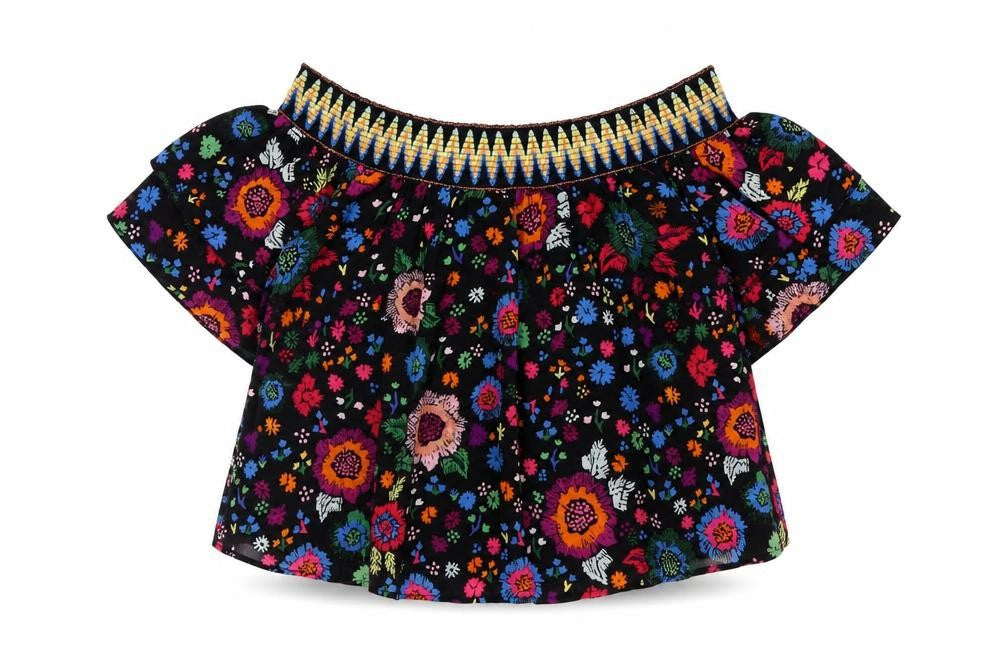 Guess Womens Multicoloured Floral Off Shoulder Boho Blouse XS