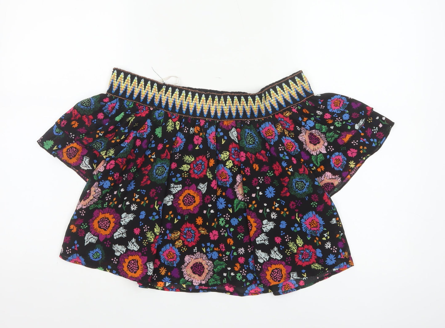 Guess Womens Multicoloured Floral Off Shoulder Boho Blouse XS