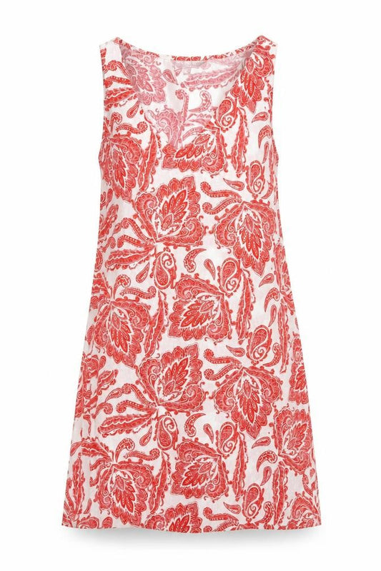 Lipsy Women Red Paisley Sleeveless V-Neck Shift Dress Size 14