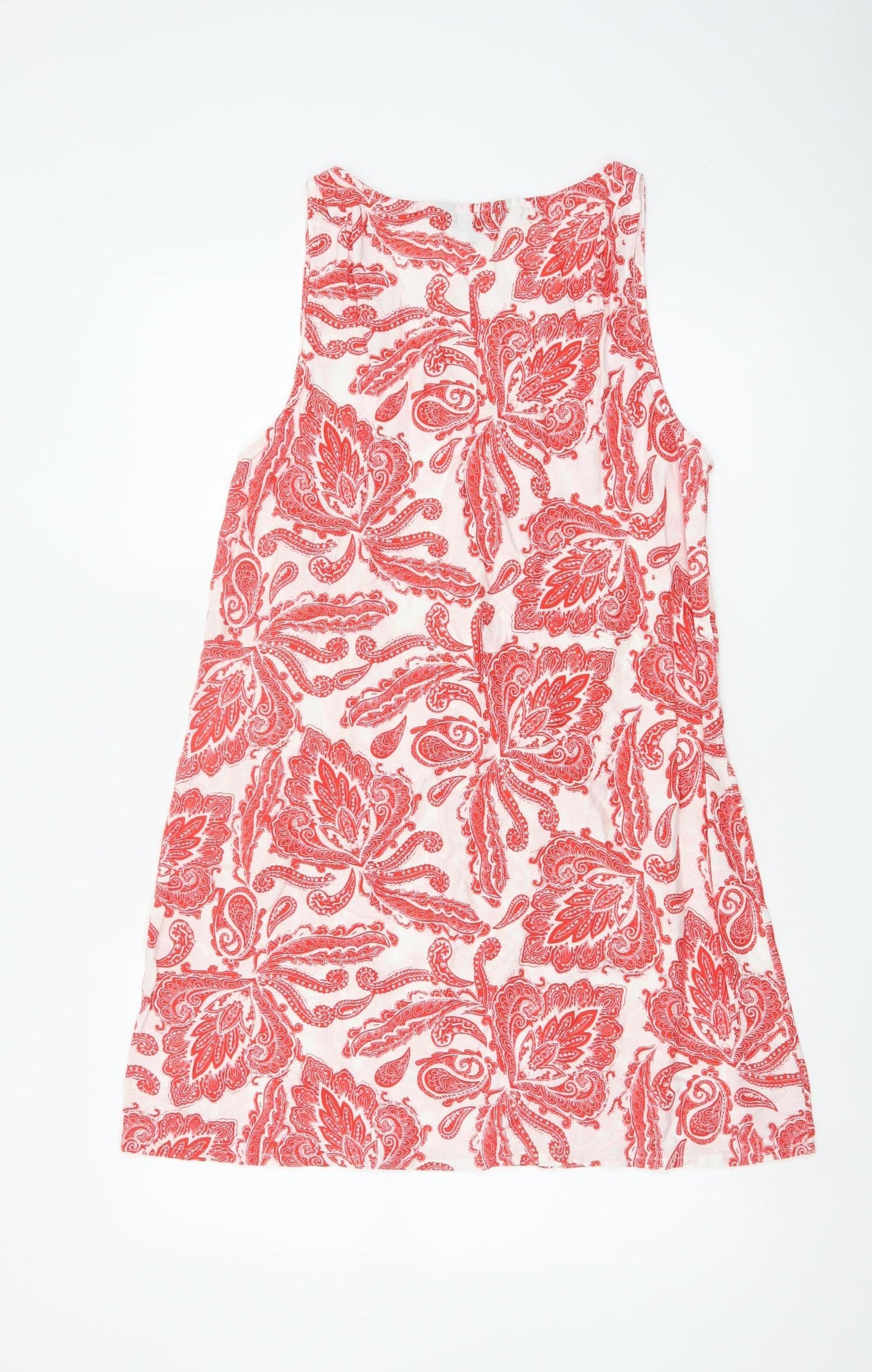 Lipsy Women Red Paisley Sleeveless V-Neck Shift Dress Size 14
