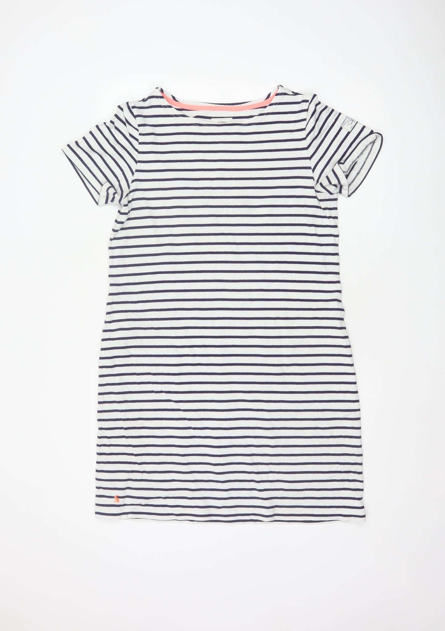 Joules Women's White Navy Striped T-Shirt Dress Size 14