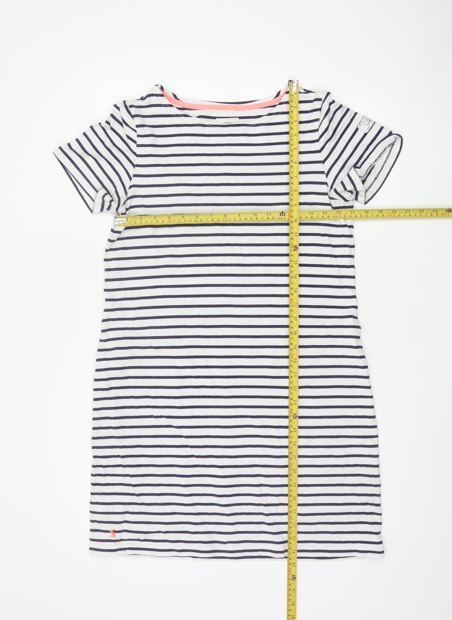 Joules Women's White Navy Striped T-Shirt Dress Size 14