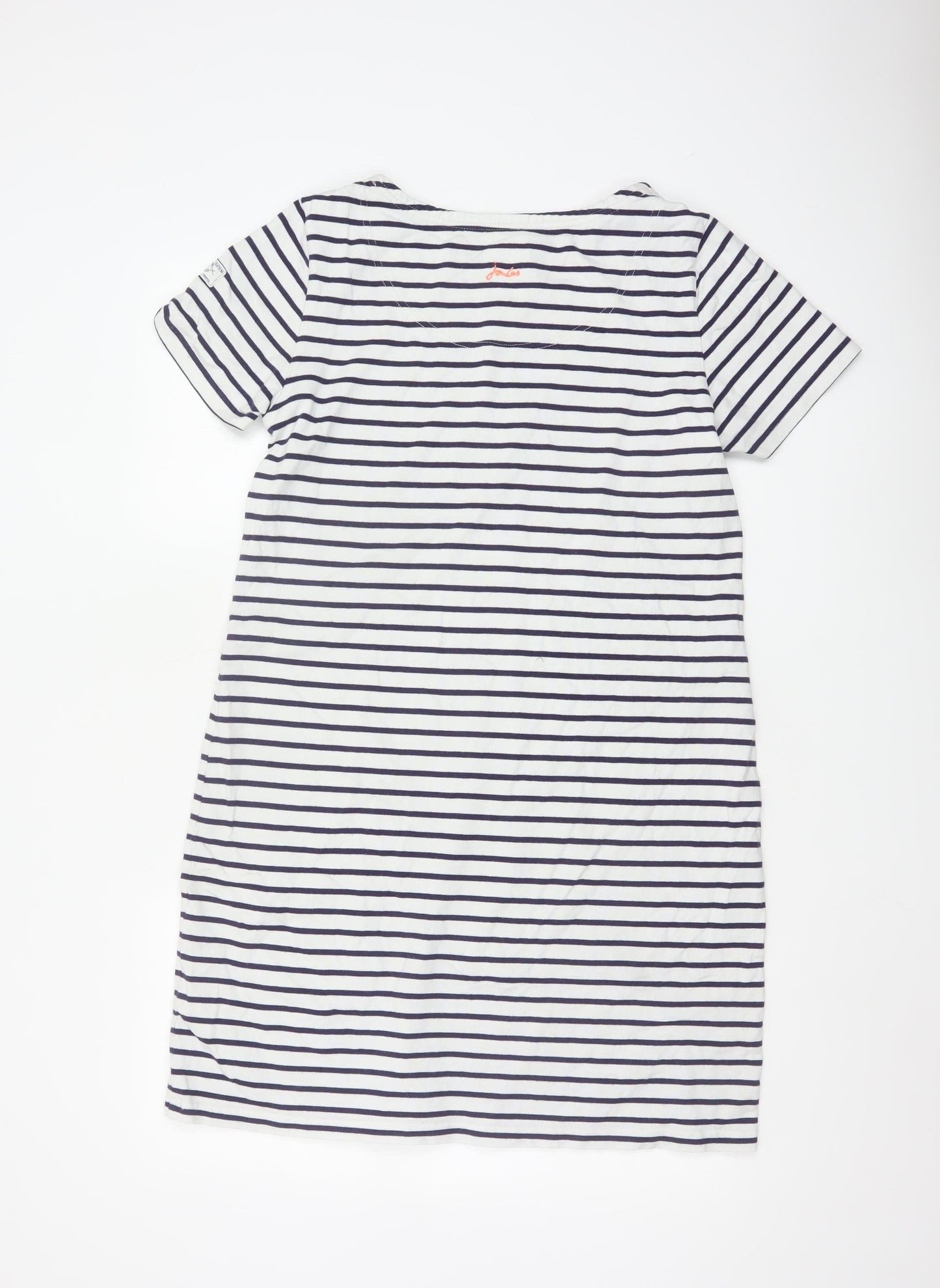 Joules Women's White Navy Striped T-Shirt Dress Size 14