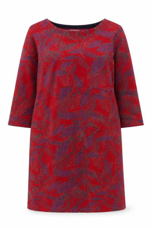 Weird Fish Women's Red Floral Cotton Shift Dress Size 12