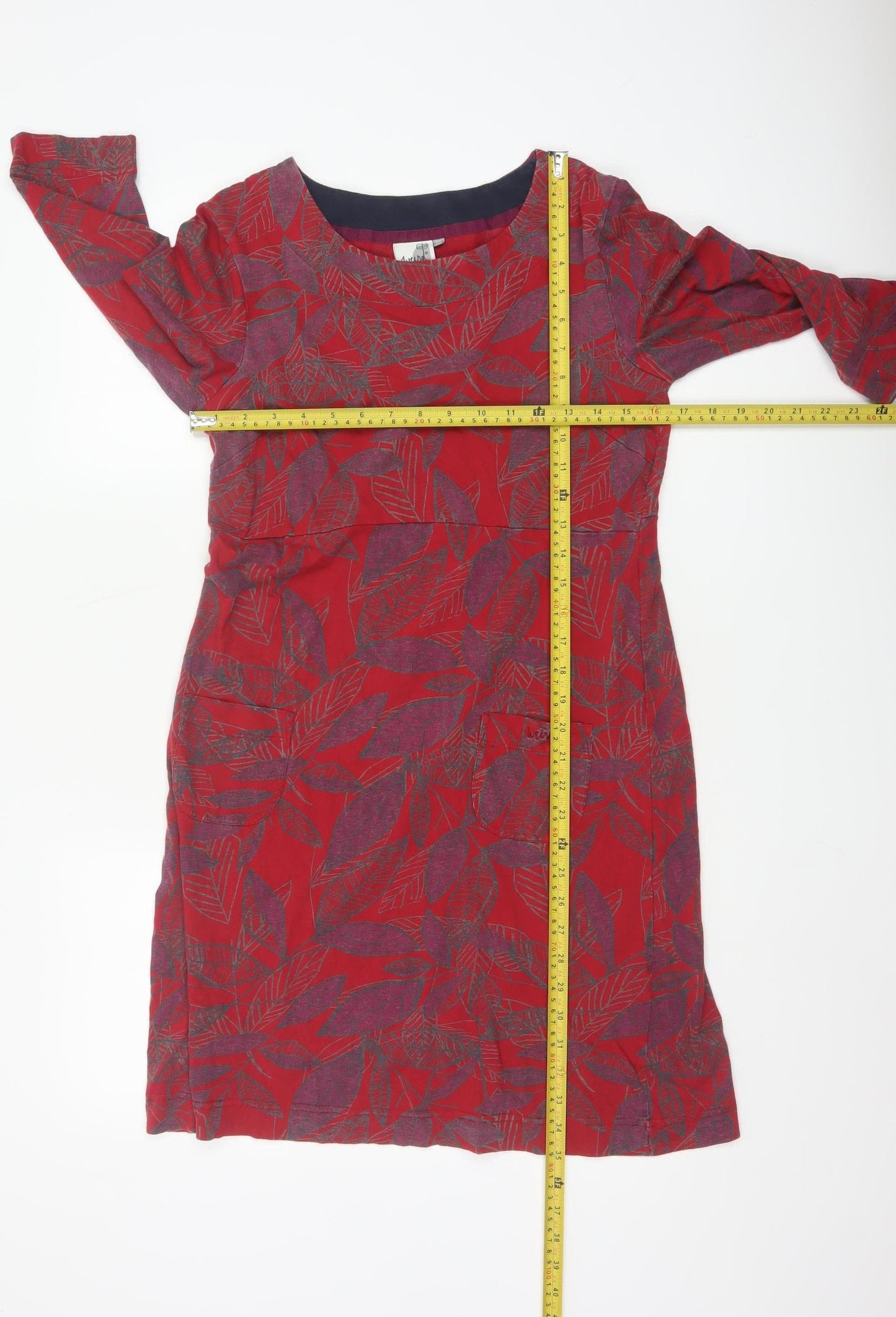 Weird Fish Women's Red Floral Cotton Shift Dress Size 12