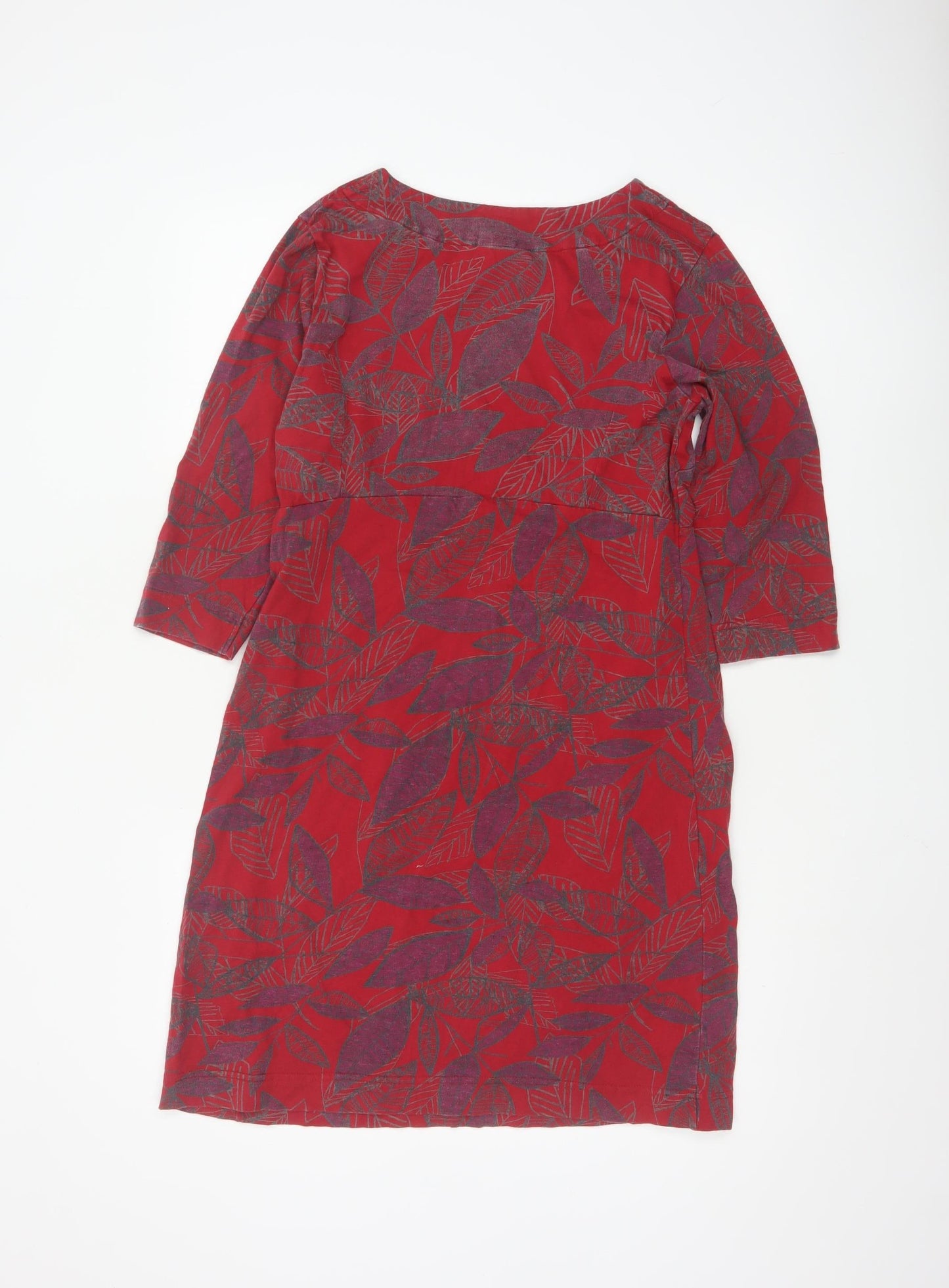 Weird Fish Women's Red Floral Cotton Shift Dress Size 12