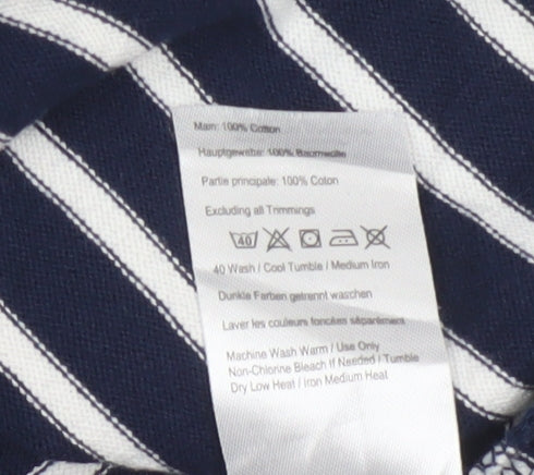 Joules Women Blue White Striped Shift Dress Size 14 Cotton 3/4 Sleeve