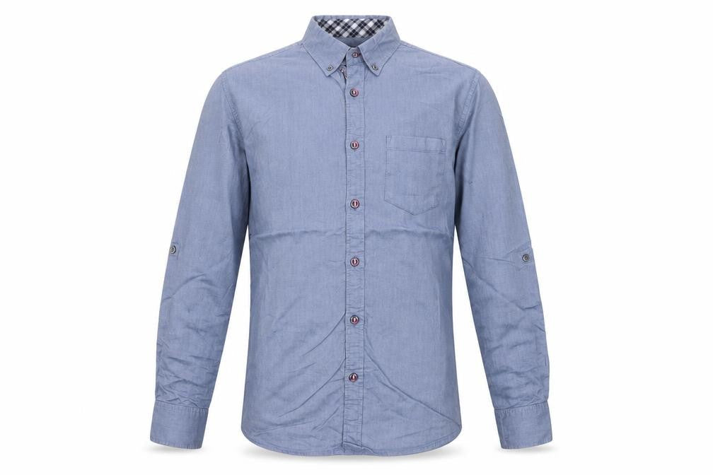 Michel Klein Homme Blue Cotton Button-Up Long Sleeve Shirt Men's M