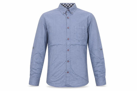 Michel Klein Homme Blue Cotton Button-Up Long Sleeve Shirt Men's M