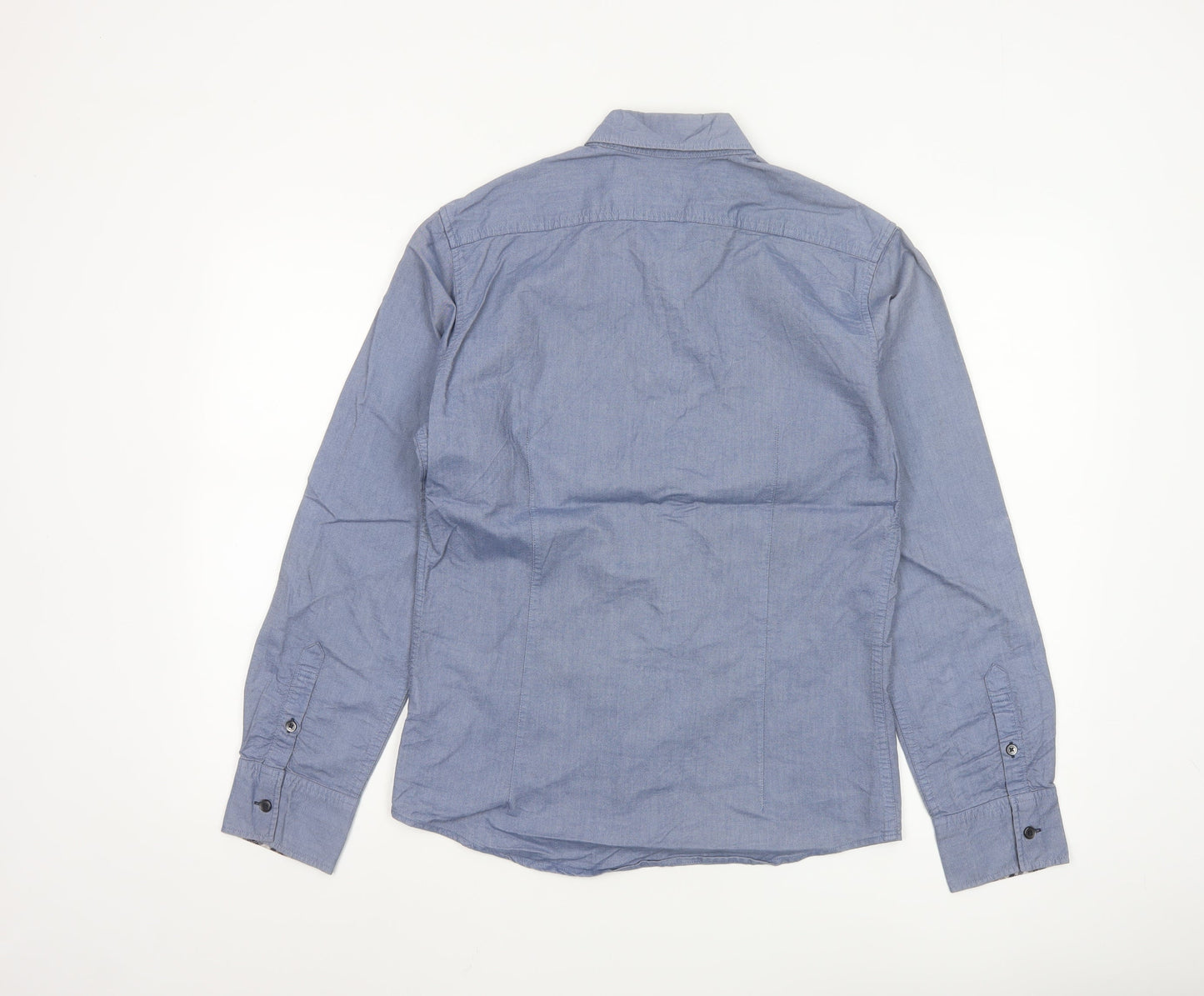 Michel Klein Homme Blue Cotton Button-Up Long Sleeve Shirt Men's M