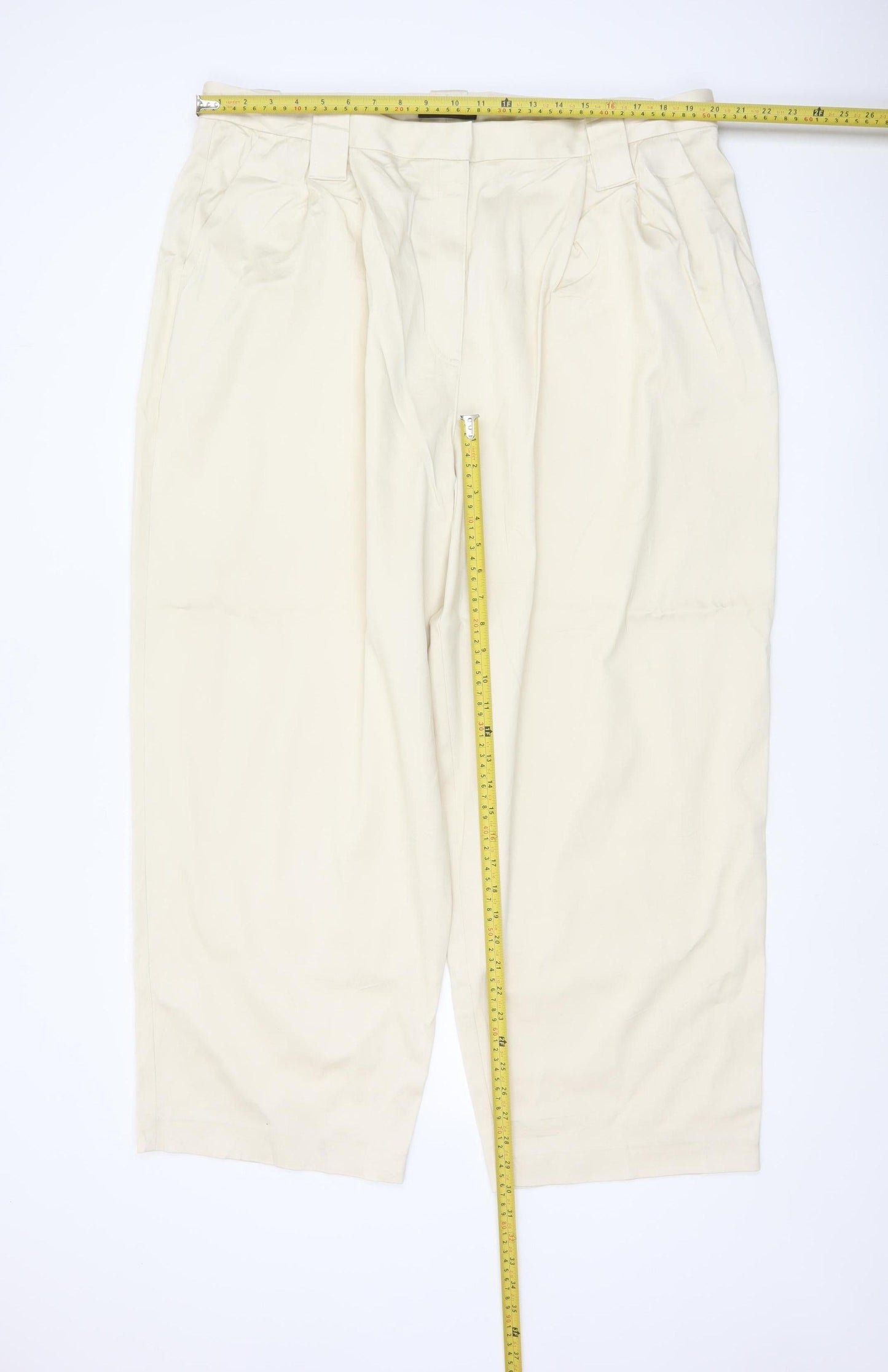 Marks and Spencer Women Beige Size 22 Regular Pleated Trousers