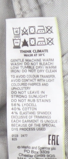 Marks and Spencer Women Light Grey Cargo Trousers Size 16 Regular Cotton Blend