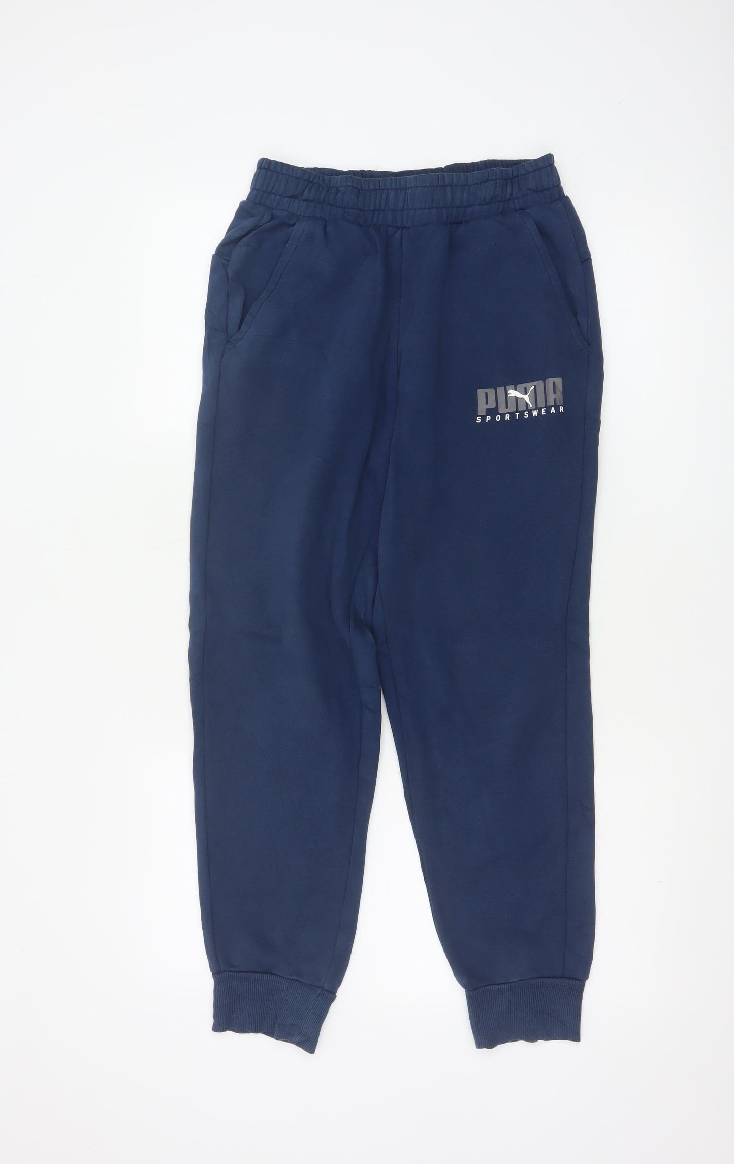 Puma Womens Navy Blue Small Jogger Sweatpants Elastic Waist Sportswear