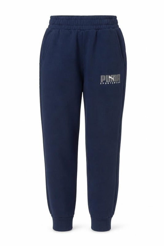 Puma Womens Navy Blue Small Jogger Sweatpants Elastic Waist Sportswear