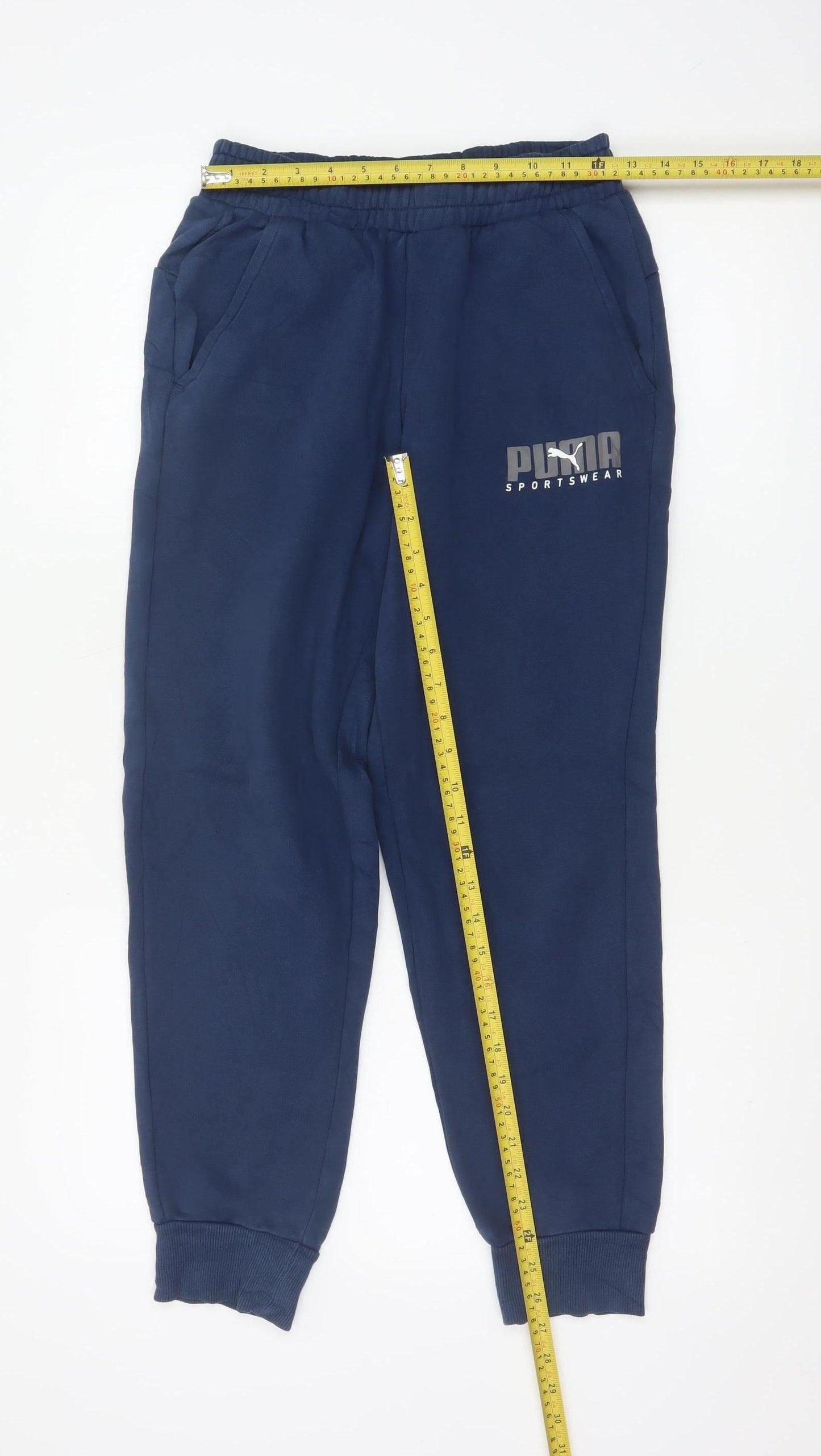 Puma Womens Navy Blue Small Jogger Sweatpants Elastic Waist Sportswear