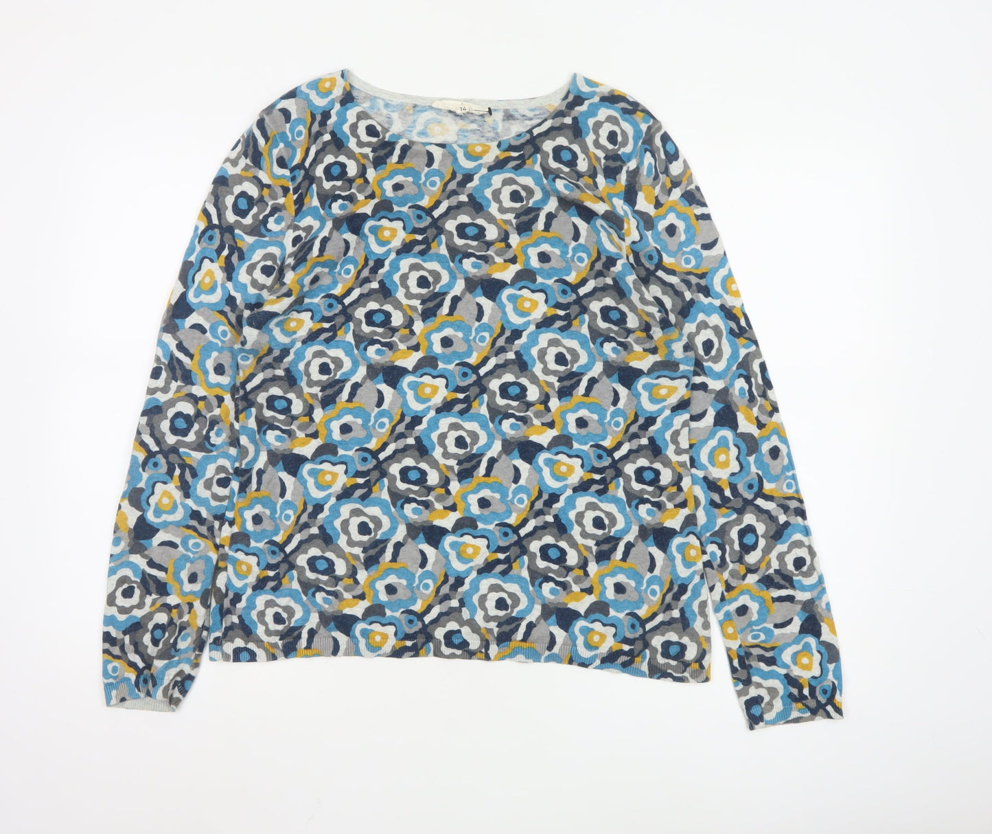 Seasalt Cornwall Women's Multicoloured Floral Cotton Wool Jumper Size 14