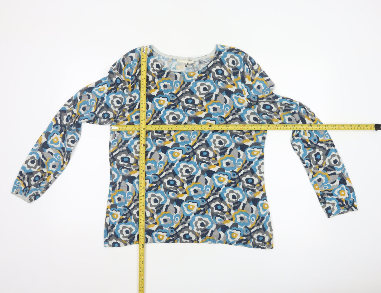 Seasalt Cornwall Women's Multicoloured Floral Cotton Wool Jumper Size 14