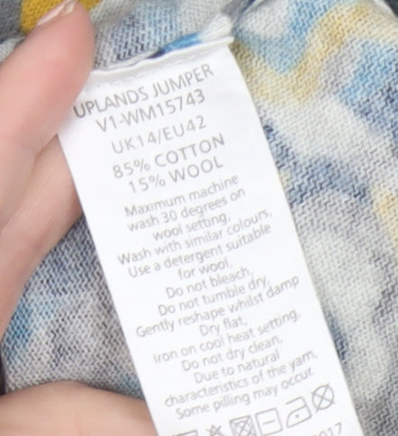 Seasalt Cornwall Women's Multicoloured Floral Cotton Wool Jumper Size 14