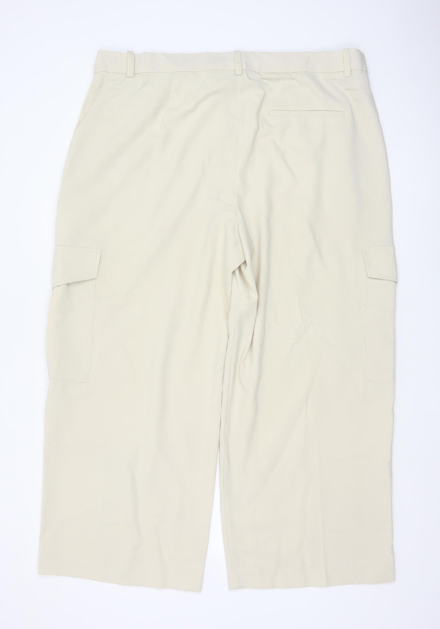 Marks and Spencer Women Beige Cargo Trousers Size 22 Regular Fit
