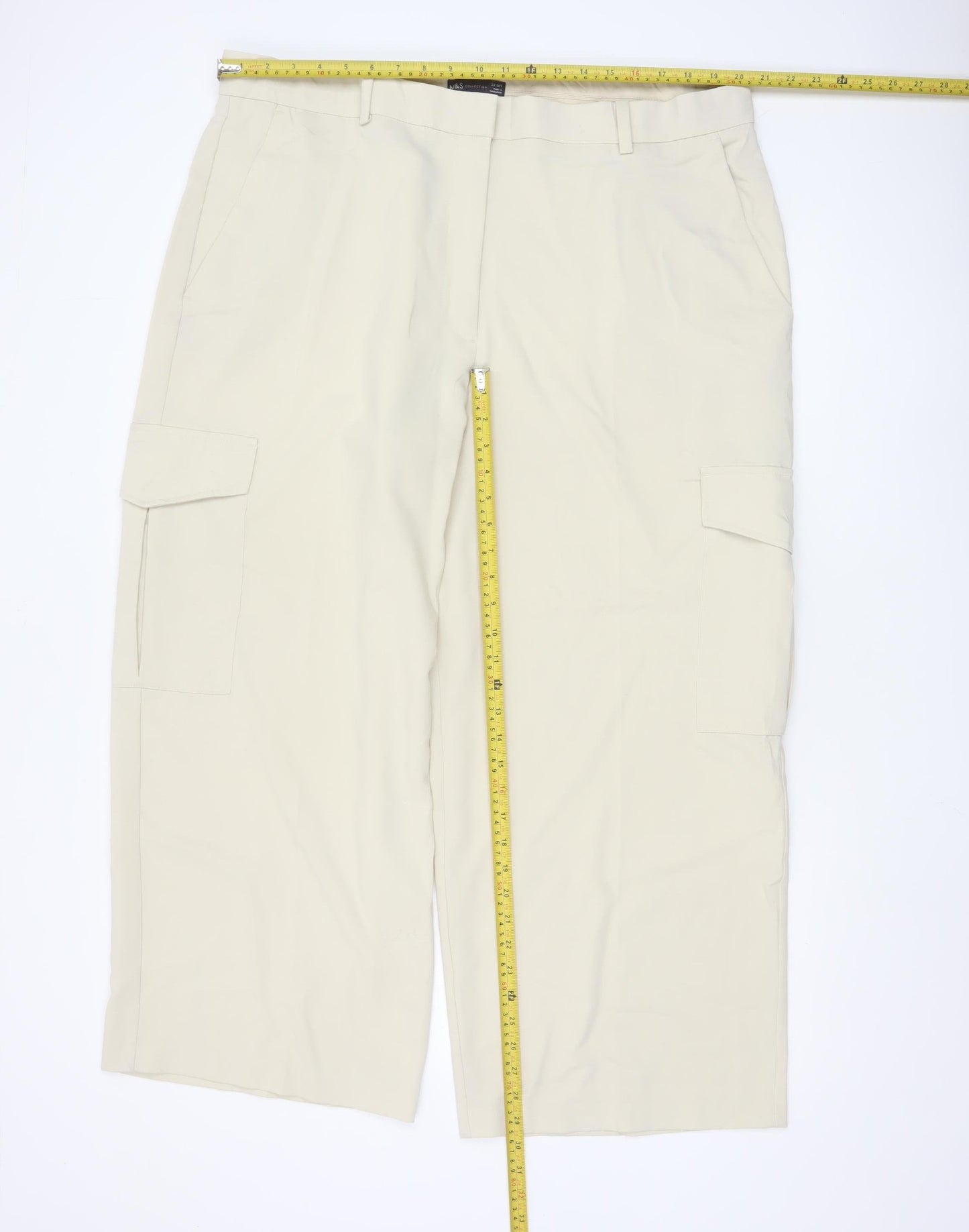 Marks and Spencer Women Beige Cargo Trousers Size 22 Regular Fit