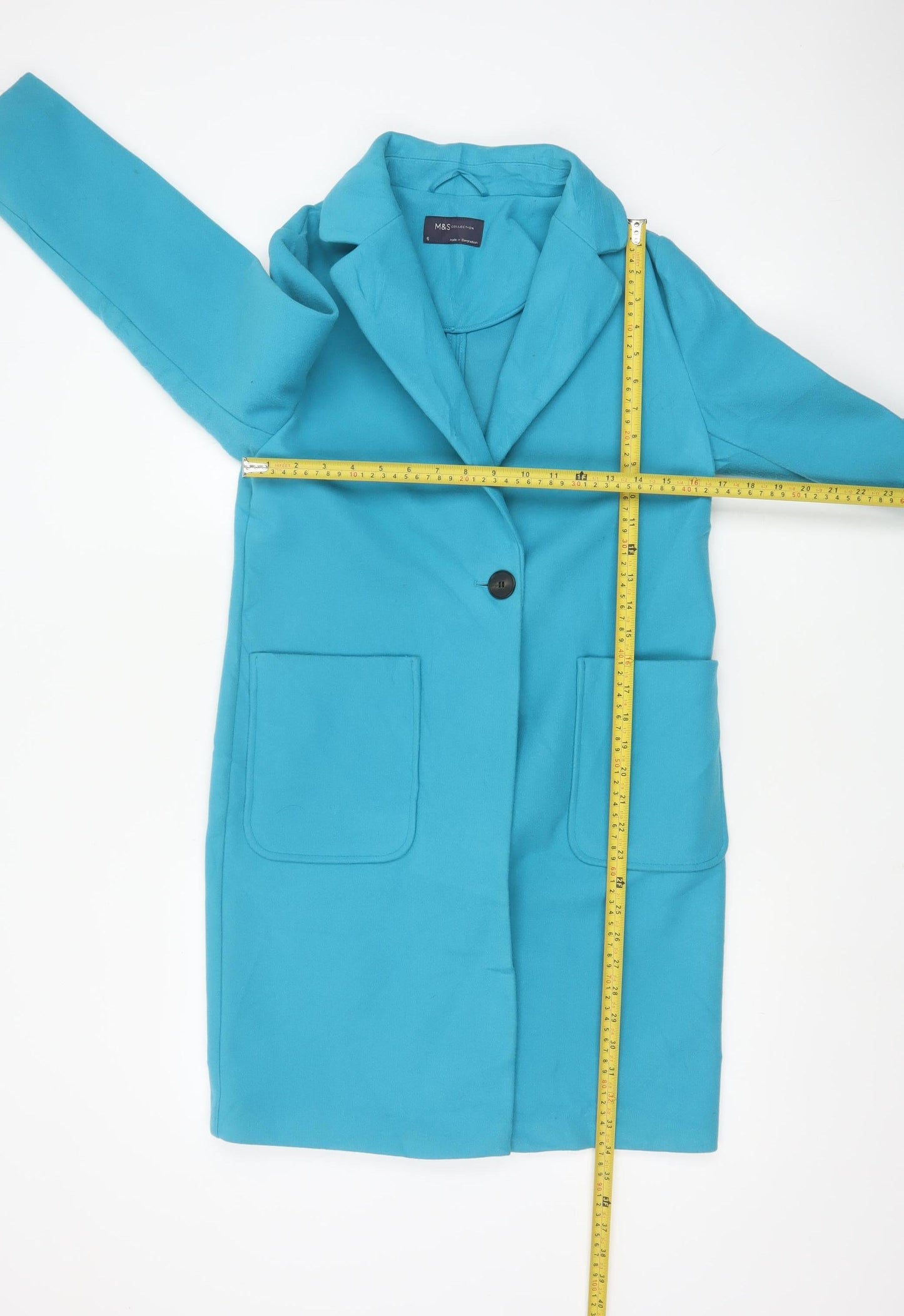 Marks and Spencer Women's Blue Size 6 Single-Breasted Mid-Length Coat