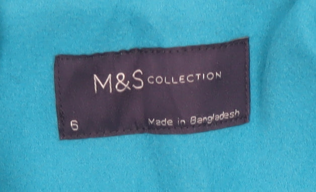 Marks and Spencer Women's Blue Size 6 Single-Breasted Mid-Length Coat