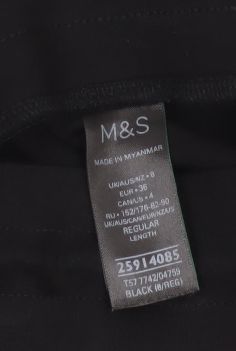 Marks and Spencer Women's Black Size 8 Wide Leg Jogger Trousers