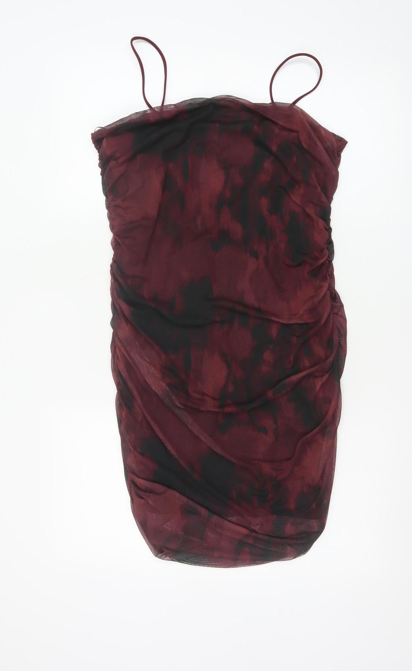 Pink Vanilla Women’s Red Tie Dye Bodycon Ruched Dress Size 14
