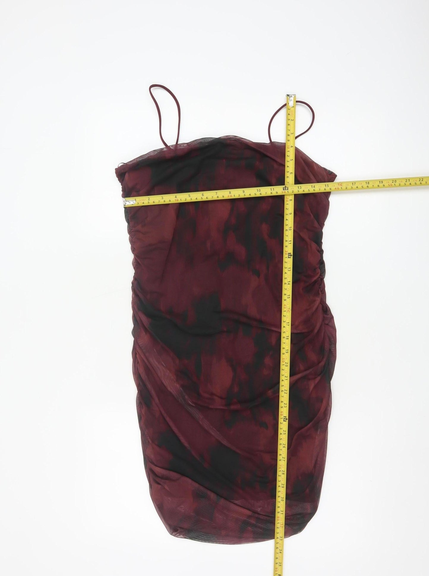 Pink Vanilla Women’s Red Tie Dye Bodycon Ruched Dress Size 14